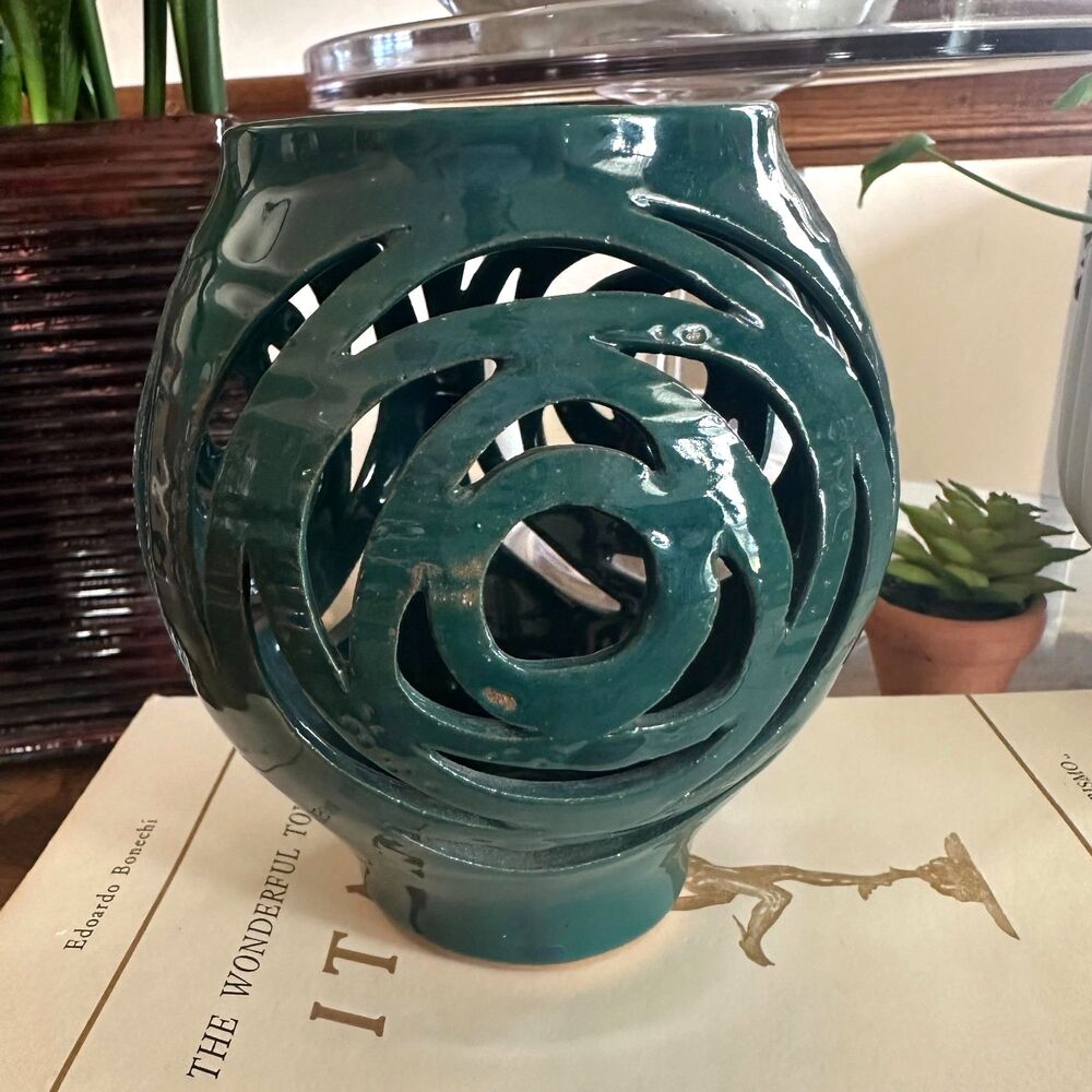 Handmade John Coburn Studio Pottery Luminary Vase, TN Artisan, Geometric Design